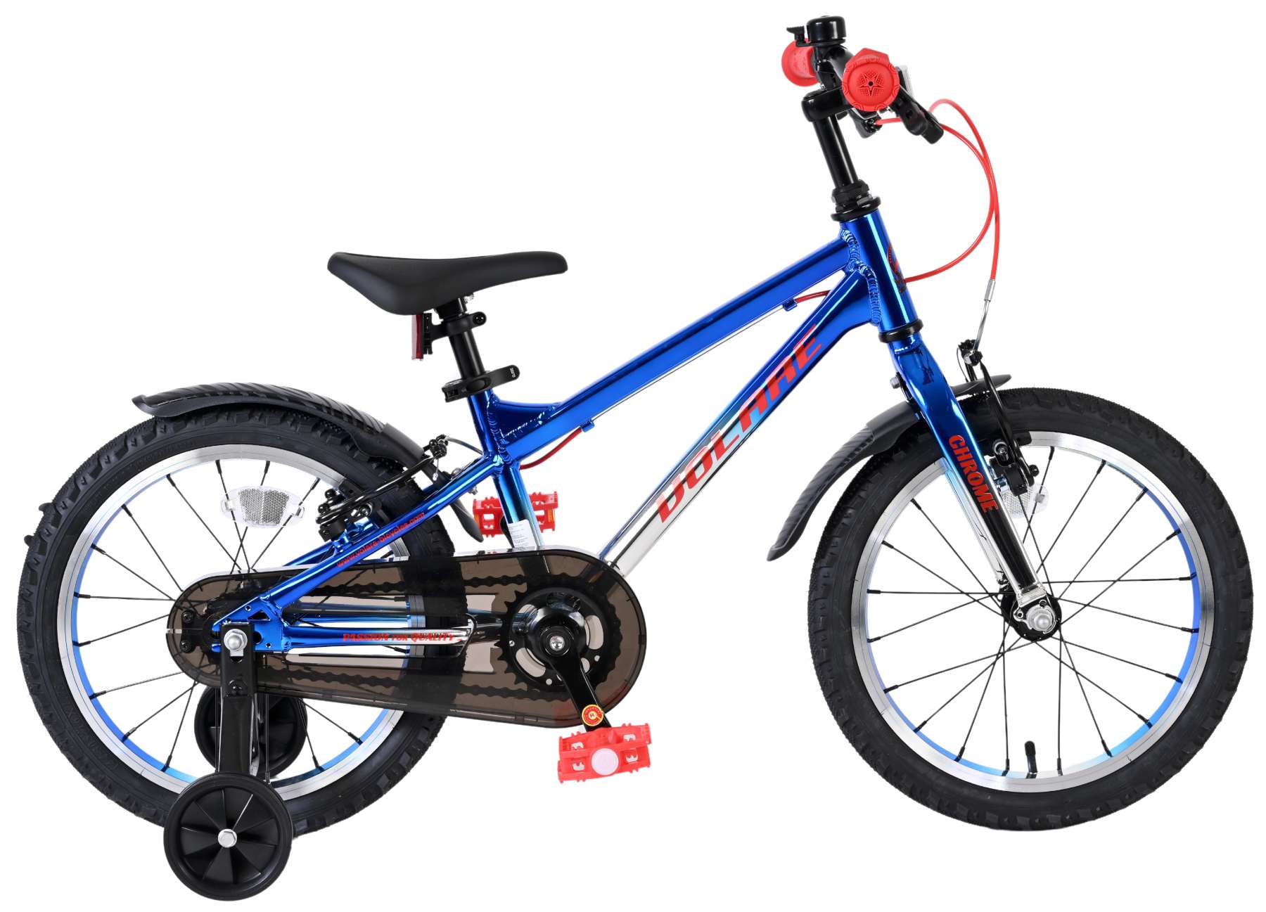 Volare Chrome Kinderfiets 16 inch Jongensfiets Blauw Zilver Twee Handremmen